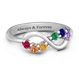 Split Infinity Ring in 925 Sterling Silver with Ruby, Orange Sapphire, Citrine, Emerald, Blue Sapphire, and Amethyst