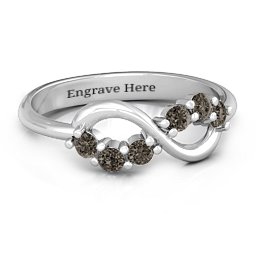 Split Infinity Ring in 925 Sterling Silver with Smokey Quartz