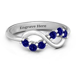 Split Infinity Ring in 925 Sterling Silver with Blue Sapphire