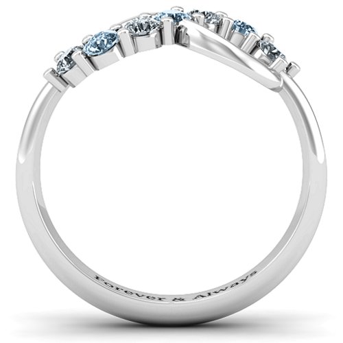 Infinity Ring – Sterling Silver with Cubic Zirconia and Aquamarine