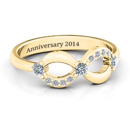 Three Stone Infinity Ring with Accents