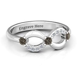 Three Stone Infinity Ring with Accents