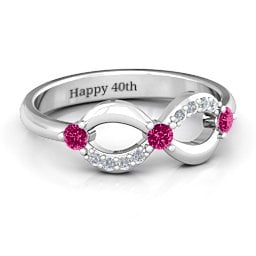 Three Stone Infinity Ring with Accents