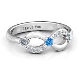 Three Stone Infinity Ring with Accents