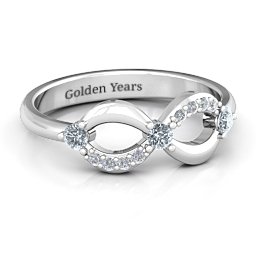 Three Stone Infinity Ring with Accents in 925 Sterling Silver with Cubic Zirconia