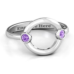 Double Stone Karma Ring in 925 Sterling Silver with Amethyst