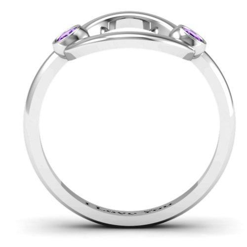 Double Stone Karma Ring – Sterling Silver with Amethyst