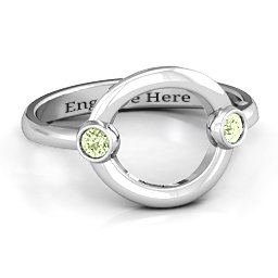 Double Stone Karma Ring in 925 Sterling Silver with Peridot
