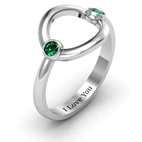 Double Stone Karma Ring – Sterling Silver with Emerald