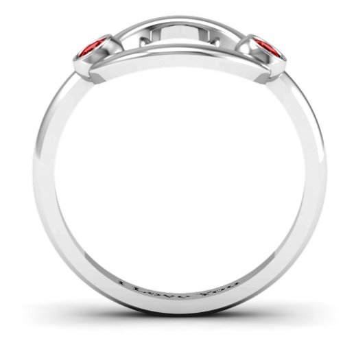 Double Stone Karma Ring – Sterling Silver with Garnet