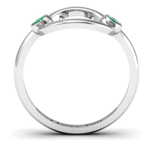Double Stone Karma Ring – Sterling Silver with Emerald
