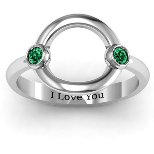 Double Stone Karma Ring – Sterling Silver with Emerald
