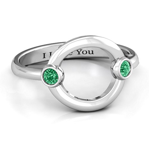 Double Stone Karma Ring – Sterling Silver with Emerald