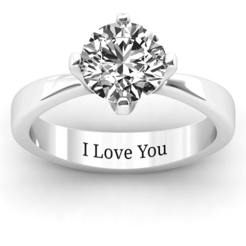 Large Stone Solitaire Ring – Sterling Silver with White Premium Zirconia