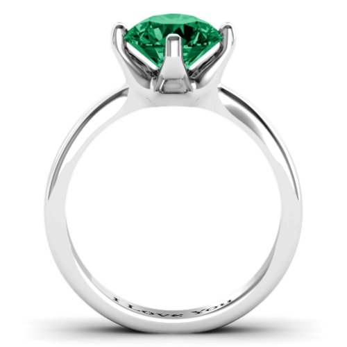 Large Stone Solitaire Ring – Sterling Silver with Green Premium Zirconia