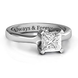 Large Princess Solitaire Ring in 925 Sterling Silver with White Premium Zirconia