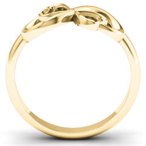 Duo of Hearts Infinity Ring – 10K Yellow Gold