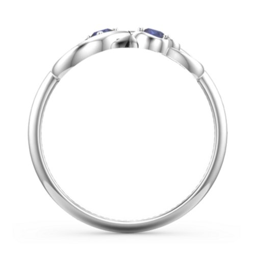 Pair of Hearts Infinity Ring with Gemstones – Sterling Silver with Blue Sapphire