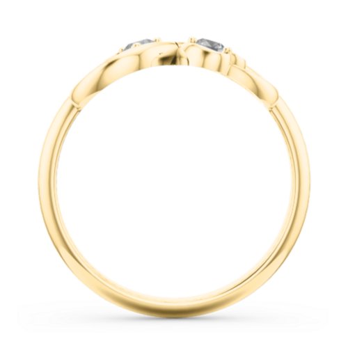 Pair of Hearts Infinity Ring with Gemstones – 10K Yellow Gold with Diamond