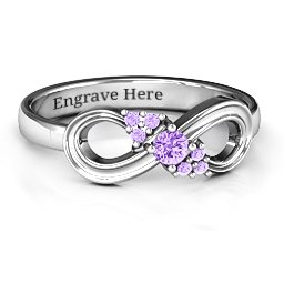 Solitaire Infinity Ring with Accents in 925 Sterling Silver with Amethyst and Amethyst Premium Zirconia