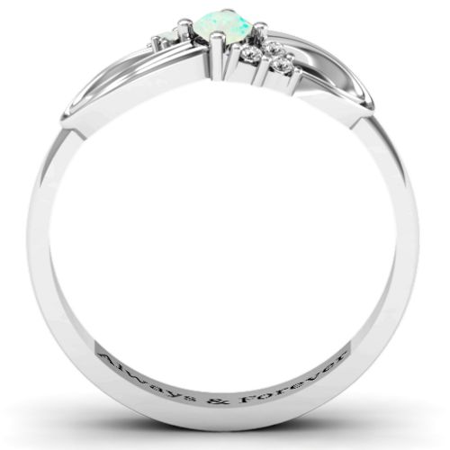 Solitaire Infinity Ring with Accents – Sterling Silver with Opal and White Premium Zirconia