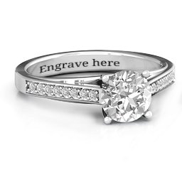 Large Round Solitaire Ring with Shoulder Accents