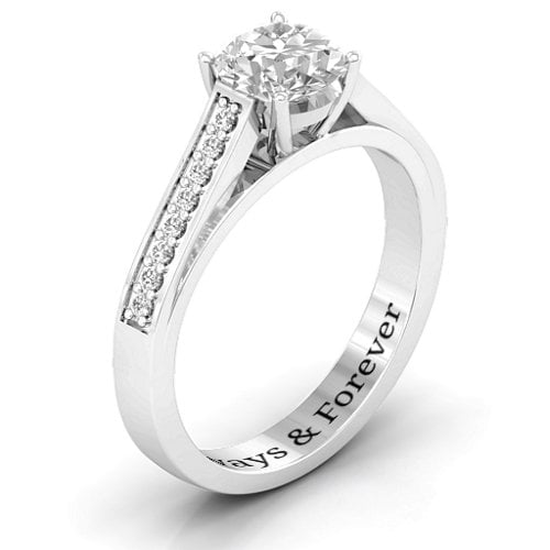 Large Round Solitaire Ring with Shoulder Accents