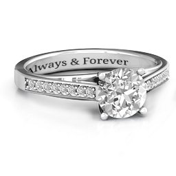 Large Round Solitaire Ring with Shoulder Accents in 925 Sterling Silver with White Premium Zirconia