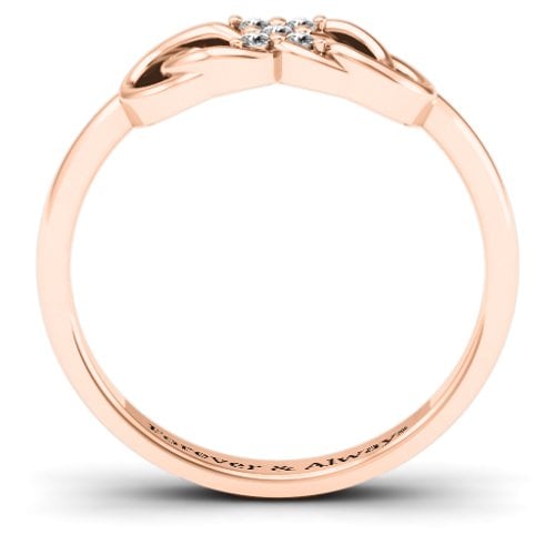 Infinity Knot Ring with Accents – 10K Rose Gold with White Premium Zirconia