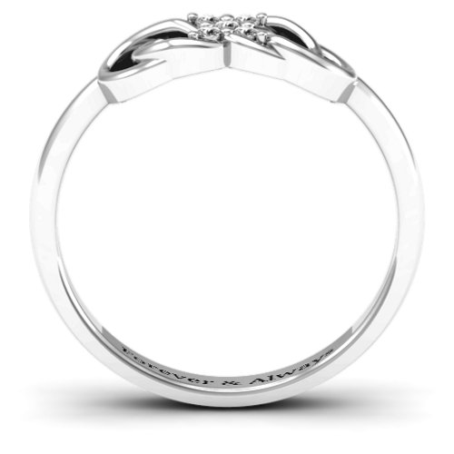 Infinity Knot Ring with Accents – 10K White Gold with White Premium Zirconia