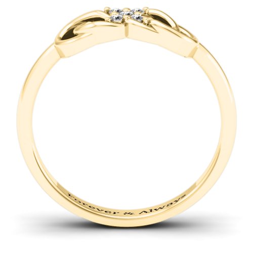 Infinity Knot Ring with Accents – 14K Yellow Gold with White Premium Zirconia
