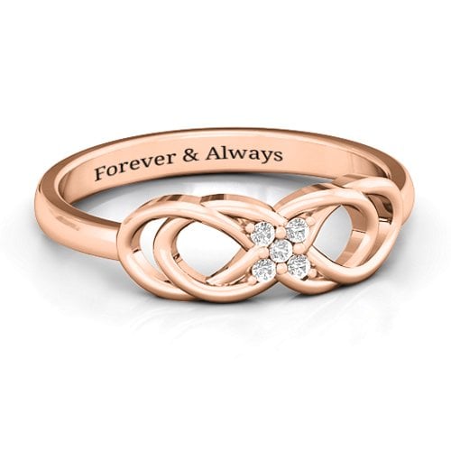 Infinity Knot Ring with Accents – 10K Rose Gold with White Premium Zirconia