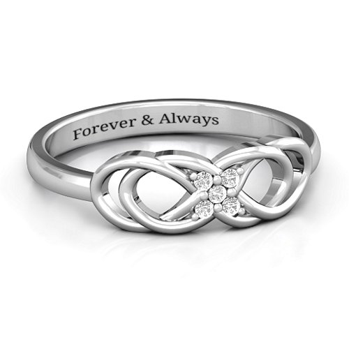 Infinity Knot Ring with Accents – 10K White Gold with White Premium Zirconia
