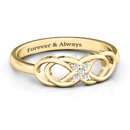 Infinity Knot Ring with Accents in 10K Solid Yellow Gold with White Premium Zirconia