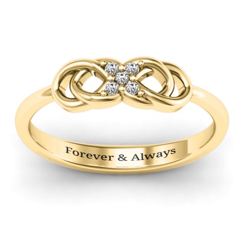 Infinity Knot Ring with Accents – 10K Yellow Gold with White Premium Zirconia