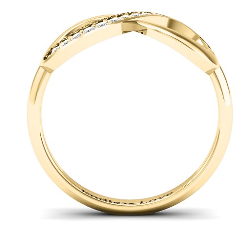 Infinity Ring with Single Accent Row – 10K Yellow Gold with White Premium Zirconia