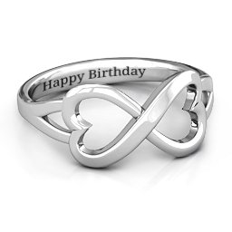 Simple Double Heart Infinity Ring in 925 Sterling Silver