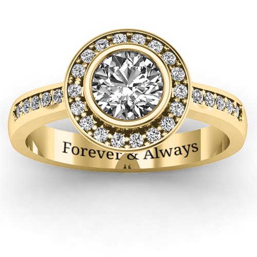Bezel Halo Accent Ring – 10K Yellow Gold with White Premium Zirconia