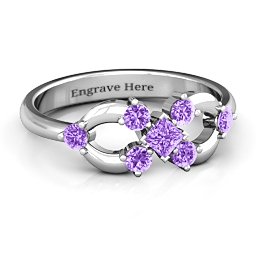 Princess Centre Infinity Ring in 925 Sterling Silver with Amethyst