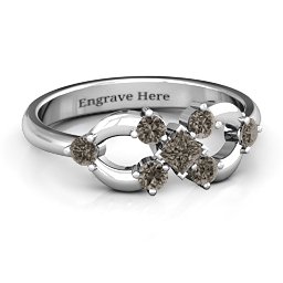 Princess Centre Infinity Ring in 925 Sterling Silver with Smokey Quartz
