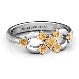 Princess Centre Infinity Ring in 925 Sterling Silver with Citrine