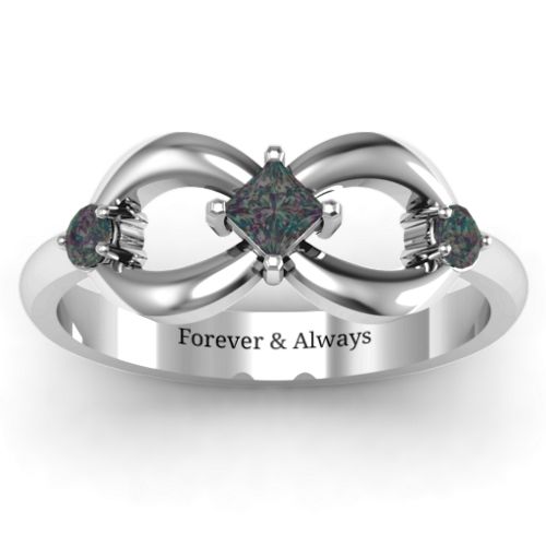 Princess Infinity Ring – Sterling Silver with Alexandrite