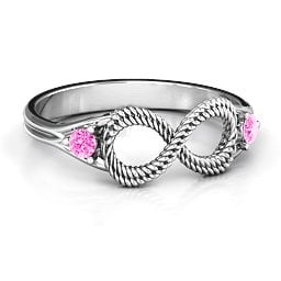 Braided Infinity Ring with Two Stones