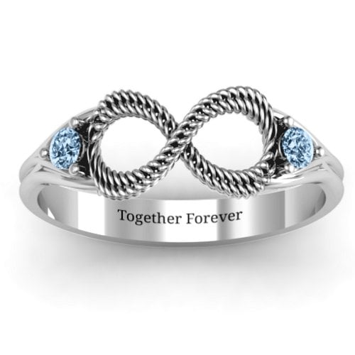 Braided Infinity Ring with Two Stones