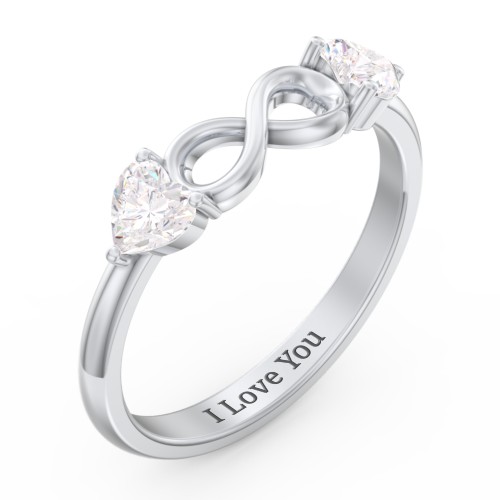 Two Hearts to Infinity Ring – Sterling Silver with Diamond