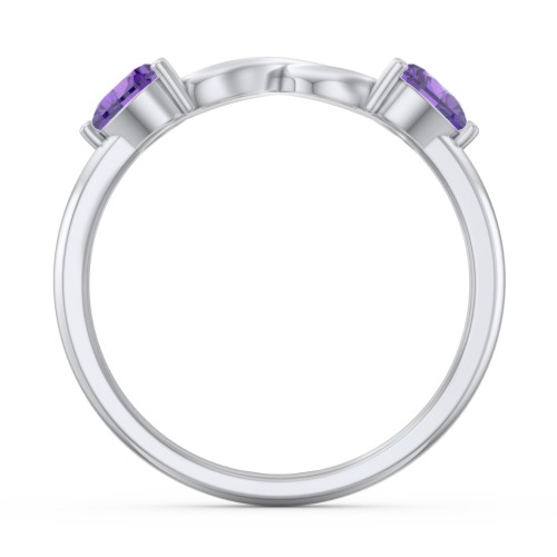 Two Hearts to Infinity Ring – Sterling Silver with Amethyst
