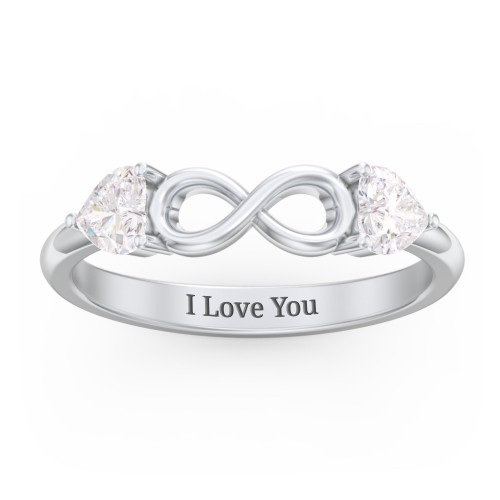 Two Hearts to Infinity Ring – Sterling Silver with Diamond