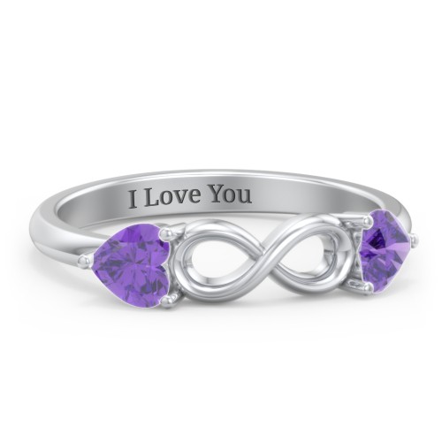 Two Hearts to Infinity Ring – Sterling Silver with Amethyst