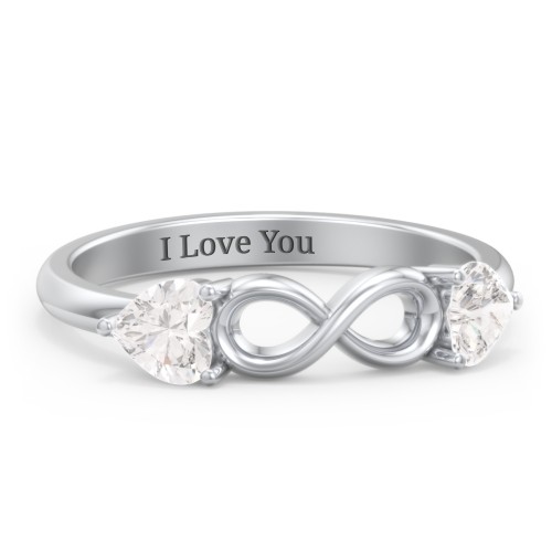 Two Hearts to Infinity Ring – Sterling Silver with Cubic Zirconia