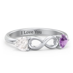 Two Hearts to Infinity Ring – Sterling Silver with Opal